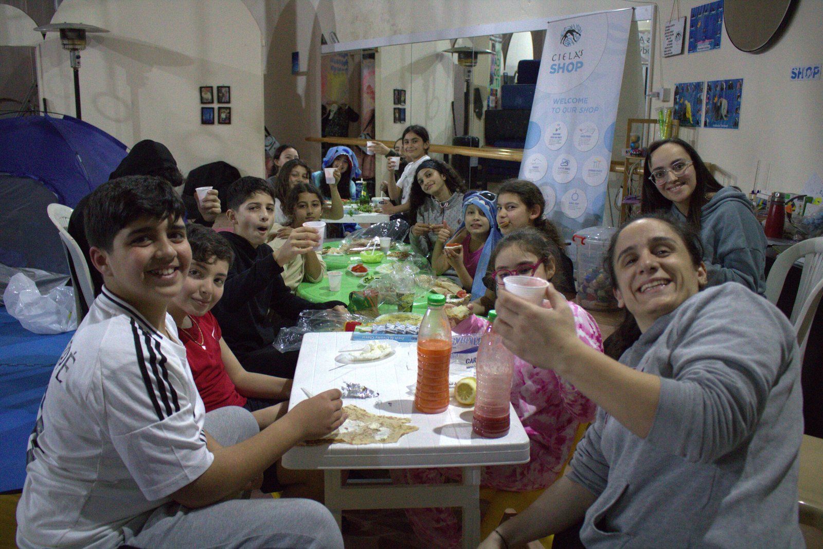 Group photo of circus students at Ciela Academy Baakline